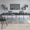 Set Of 4 60" Black Desks With Metal Legs