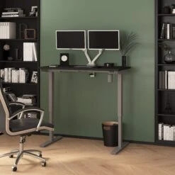 48" Twin Monitor Adjustable Desk In Two-Tone Gray