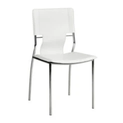 Classic White Leatherette Guest Or Conference Chair (Set Of 4)