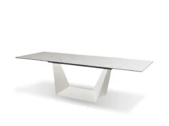 Sturdy White Conference Table Or Executive Desk With Ceramic Glass Top