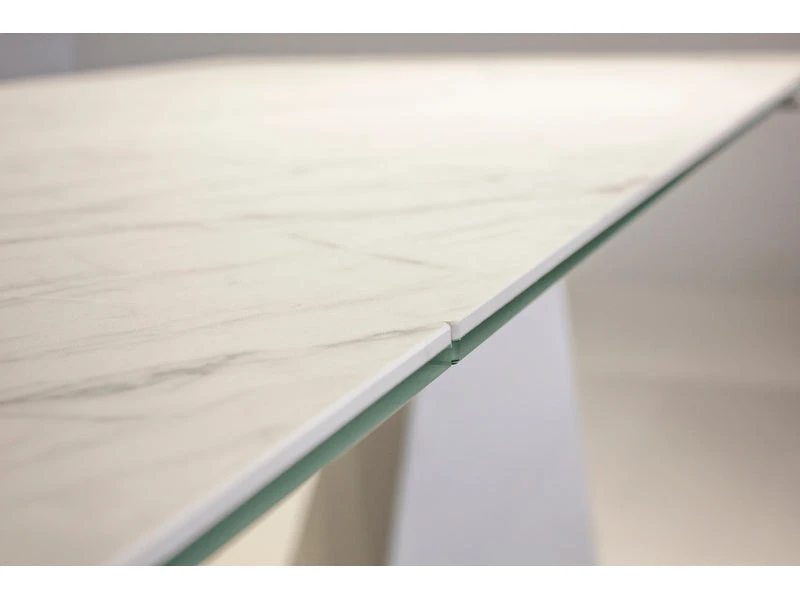 Sturdy White Conference Table Or Executive Desk With Ceramic Glass Top - Image 2