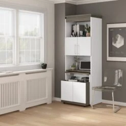 30" Collapsable Desk With Hutch In Walnut Gray/White