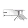 Unique Modern White Lacquer L-shaped Desk With Storage (Left Return)