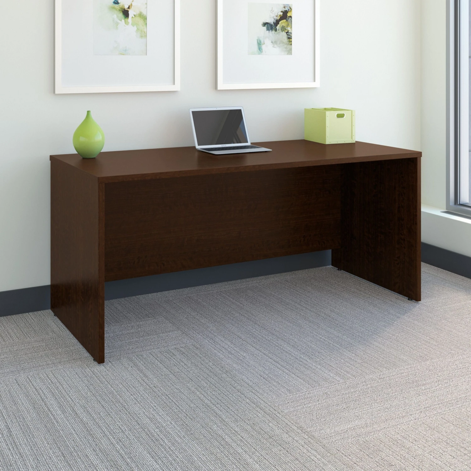 66" Modern Mocha Cherry Executive Desk 1 66" Modern Mocha Cherry Executive Desk