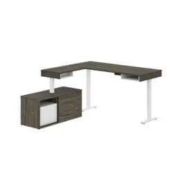 71" Programmable Standing Desk In Walnut Gray And White With Credenza -Home Decor Shop 4Qsh44Ze134vLQow110cS96m1918jP54