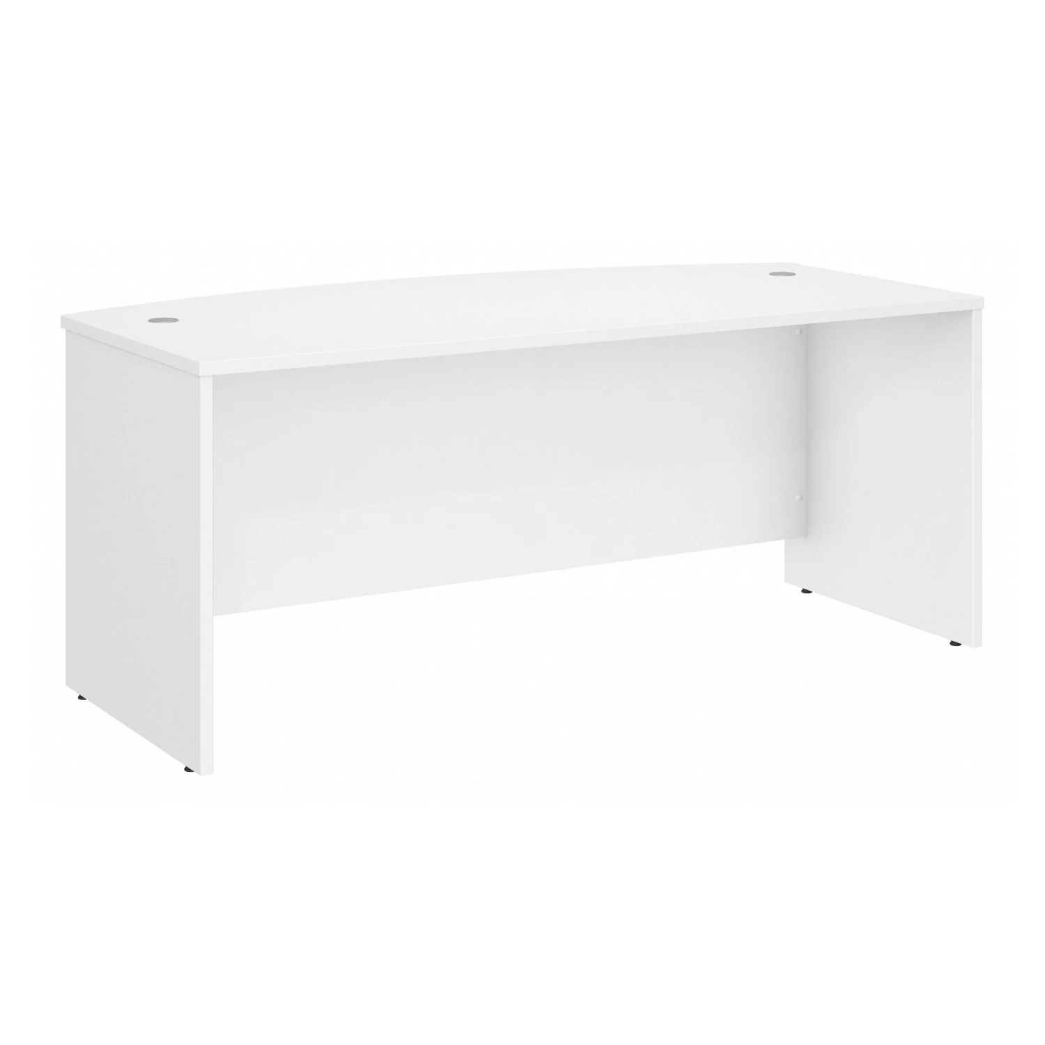 72" Modern Bow-Front Office Desk With Privacy Panel In White 2 72" Modern Bow-Front Office Desk With Privacy Panel In White - Image 2