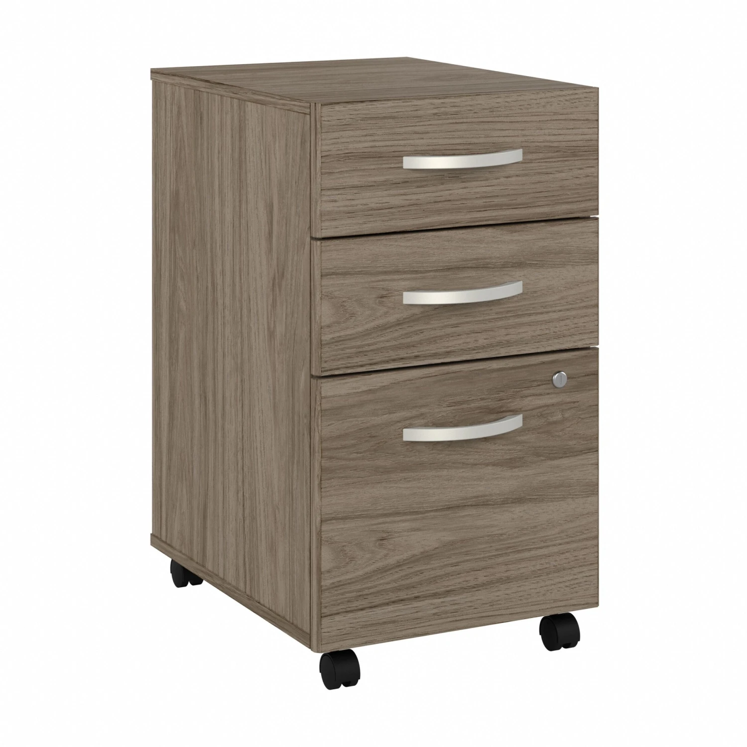 16" Pre-Assembled Mobile 3-Drawer File Cabinet In Modern Hickory 2 16" Pre-Assembled Mobile 3-Drawer File Cabinet In Modern Hickory - Image 2