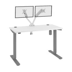 48" Twin Monitor Adjustable Desk In White/Gray 7 48" Twin Monitor Adjustable Desk In White/Gray -Home Decor Shop 4cAai2j10tE4CXjoL62E1TsPq2sNIJ0M
