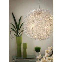 Gorgeous Puffed Hanging Office Lamp W/ Dandelion Design