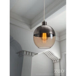 Spherical Two-Tone Office Lamp In Amber & Bronze Satin
