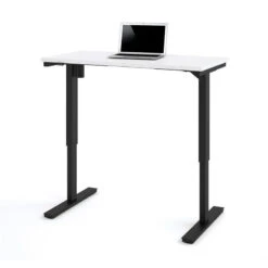 Modern White 48" Desk With Height Adjustment From 28 - 45"
