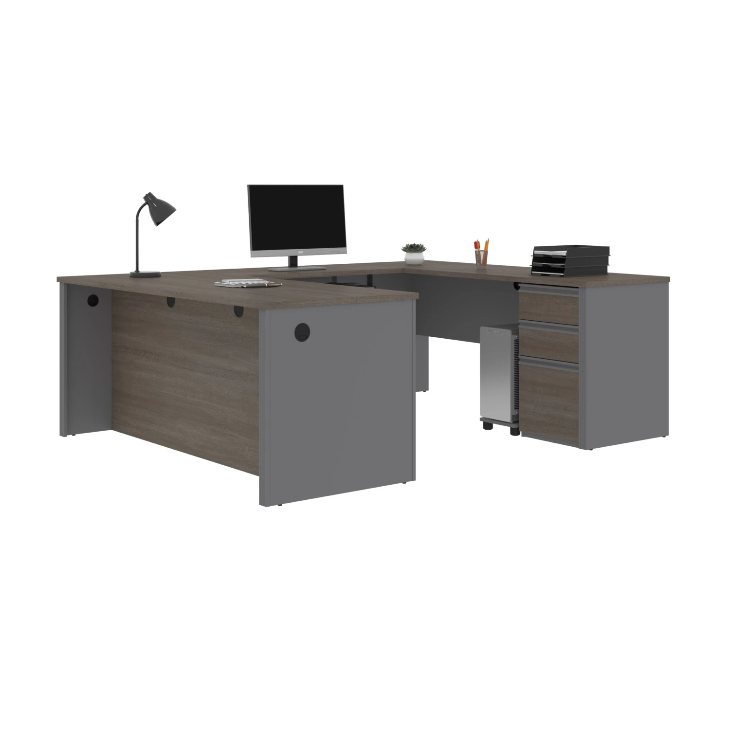 Bark Gray And Slate Premium U-shaped Desk 2 Bark Gray And Slate Premium U-shaped Desk - Image 2