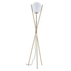 Brushed Brass Three-Legged Floor Lamp W/ Orb Lamp -Home Decor Shop 56052 3 650x650 1