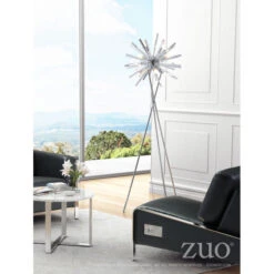 Airy Chrome Metal Office Floor Lamp