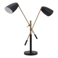 Versatile Two-Light Black & Brass Office Desk Lamp -Home Decor Shop 56078 3 650x650 1