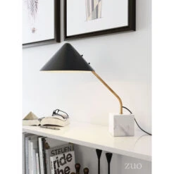 Black Hat, Gold, & Marble Office Desk Lamp