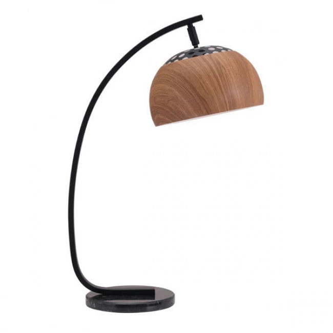 Curved Desk Lamp W/ Wooden-Style Shade 2 Curved Desk Lamp W/ Wooden-Style Shade - Image 2