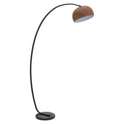 Curved Floor Lamp W/ Wooden-Style Shade -Home Decor Shop 56085 3 650x650 1