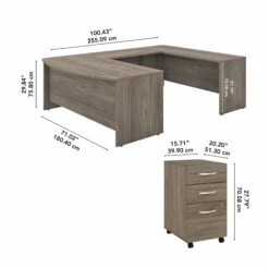 Modern Hickory 72" U-Shaped Desk With Mobile Pedestal -Home Decor Shop 568f46b7d177569df7eb7e76526e79aba614135d 1