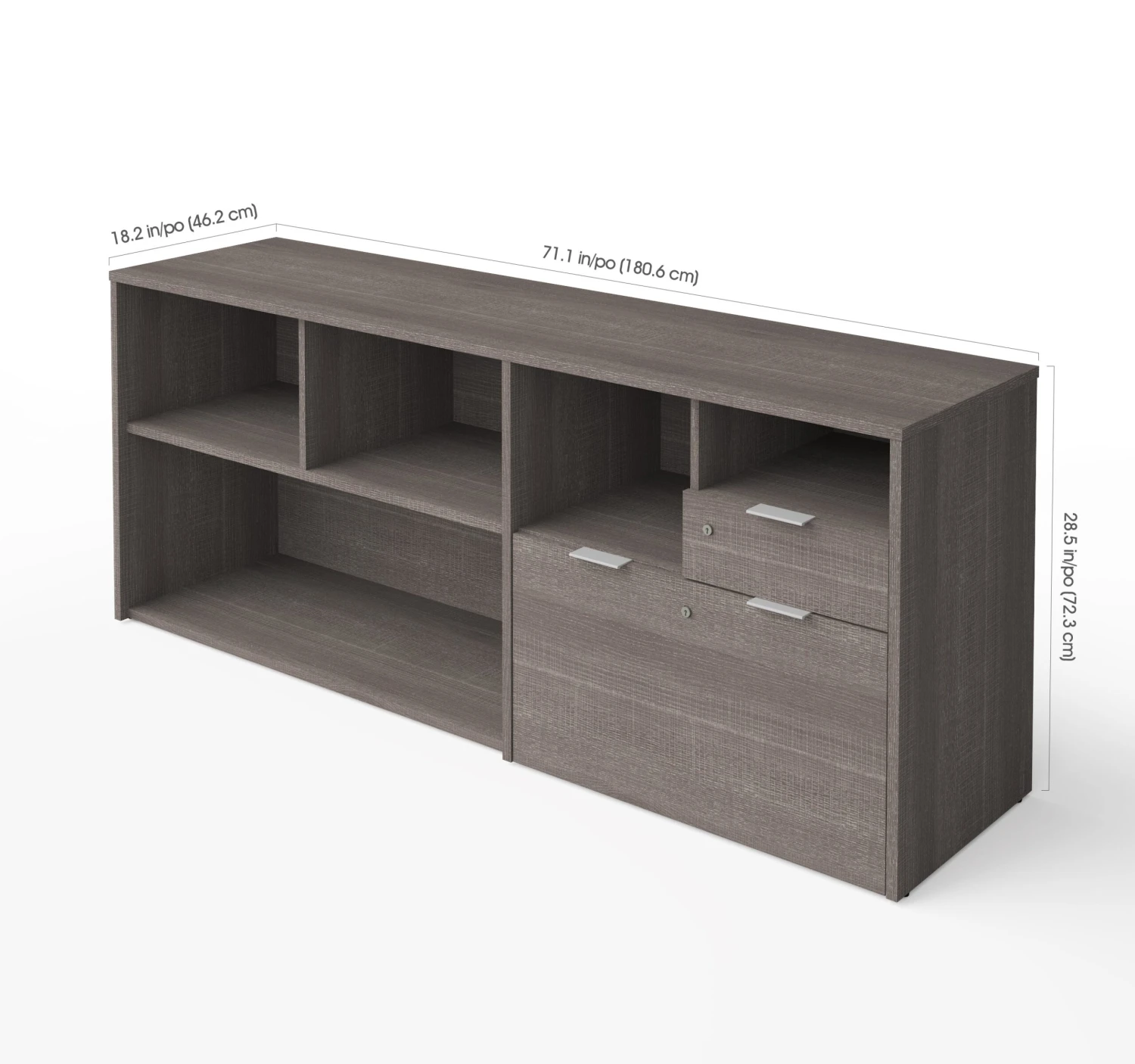 Modern Bark Gray 71" Storage Credenza With Drawers 2 Modern Bark Gray 71" Storage Credenza With Drawers - Image 2