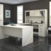 White Chocolate Premium Modern U-shaped Desk With Hutch