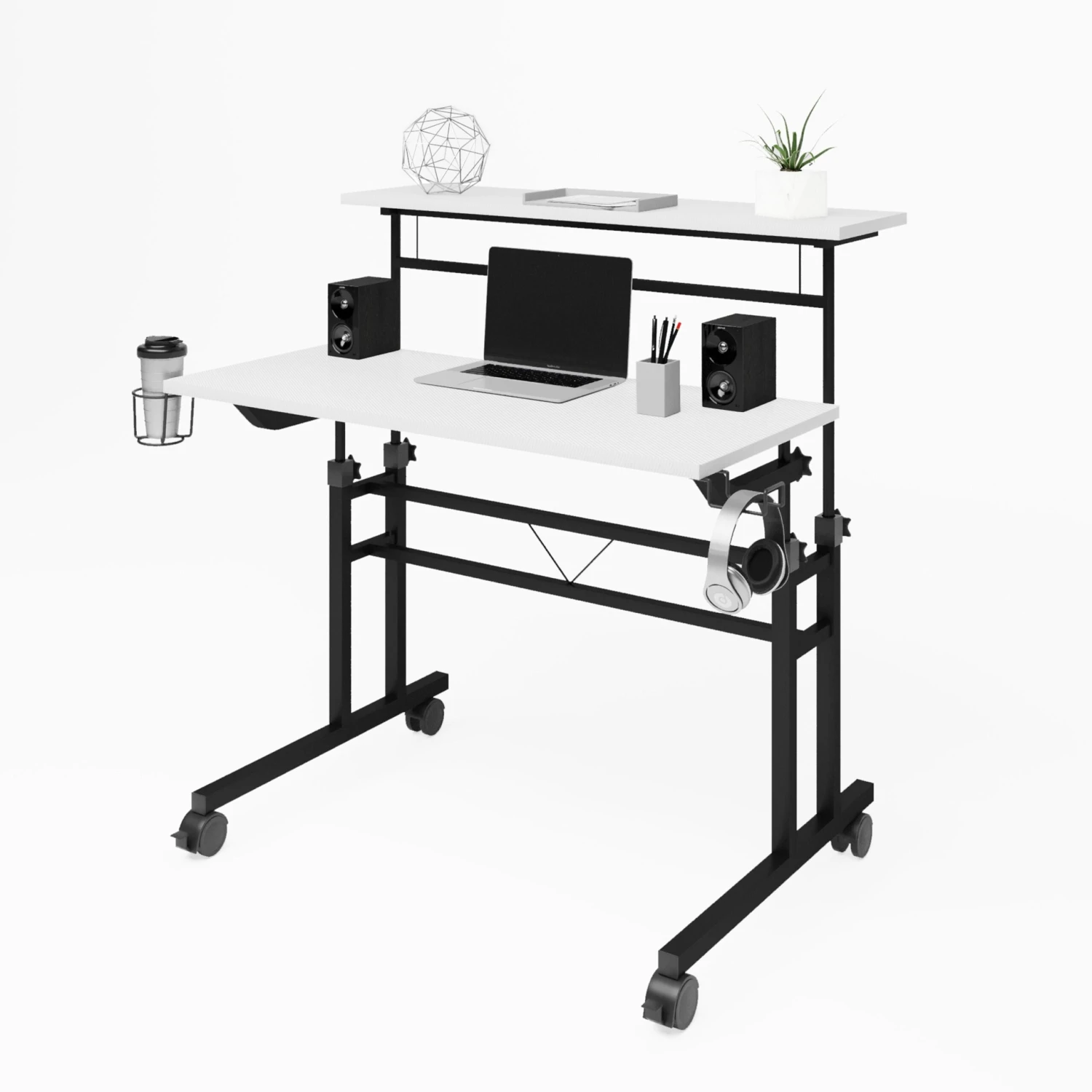 36" Adjustable Wire-Frame Desk In White 2 36" Adjustable Wire-Frame Desk In White - Image 2