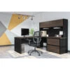 71" X 83" L-shaped Desk With Hutch & Oversized File Cabinet In Antigua & Black