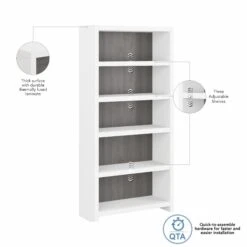 32" Premium Modern Bookcase In Pure White/Modern Gray -Home Decor Shop 5cdfbbd5d51d8c3fc16586938869a3c60ced5c60