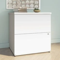 28" 2-Drawer Locking File Cabinet In Satin White