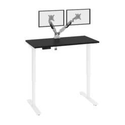 48" Black & White Adjustable Desk With Dual Monitor Arms 7 48" Black & White Adjustable Desk With Dual Monitor Arms -Home Decor Shop 5t9X0lAmge12zF4jeIY3B4J7VY3Ch4pj
