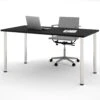 Modern Premium 60" Office Desk With Black Top & Silver Legs