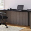 71" Bark Gray & Black Premium Executive Desk