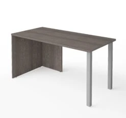 60" Transitional Bark Gray Desk With Metal Legs