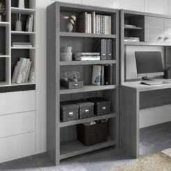 32" Premium Modern Bookcase In Modern Gray