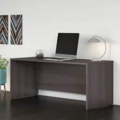 72" Modern Office Desk With Privacy Panel In Storm Gray