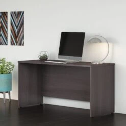 60" Premium Modern Office Desk With Privacy Panel In Storm Gray