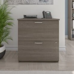 28" Bark Gray Locking File Cabinet With Dainty Hardware
