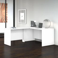 White 60" X 72" Reversible L-Shaped Modern Office Desk