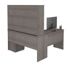 60" L-Shaped Desk With Hutch And Extra Storage In Bark Gray -Home Decor Shop 7hXo8B8v6GaAI6UVo17W3hJ107f74q