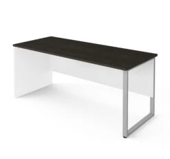 71" Economic Executive Desk In White & Deep Gray