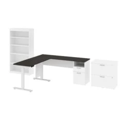 72" L-Shaped Adjustable 3-Piece Desk Set In Slate And White -Home Decor Shop 7y61VokRcH791UrClvSoD99G6Zh0eqSU