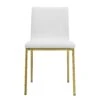 White Leather Guest Chair With Brushed Gold Stainless Legs (Set Of Two)