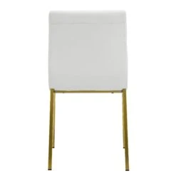 White Leather Guest Chair With Brushed Gold Stainless Legs (Set Of Two) -Home Decor Shop 80960WHTMBG 05