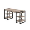 Walker Edison 60" Modern Desk With Built-In Plugs In Driftwood Finish