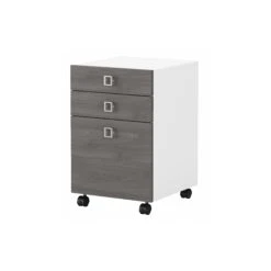 16" Mobile 3-Drawer File Cabinet In Modern Gray/White