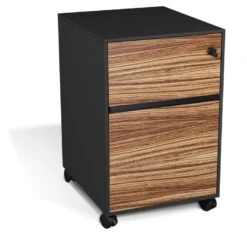 Unique Modern Zebrano Mobile File Cabinet With Premium Casters