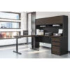 Modern Antigua And Black Desk & Hutch With Included Height Adjustable Desk