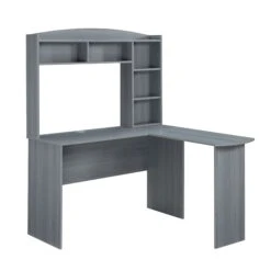 47" Gray Modern L-Desk With Hutch -Home Decor Shop 8TvvieAg