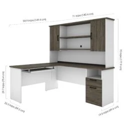 White & Walnut Gray Modern L-shaped Desk With Hutch 15 White & Walnut Gray Modern L-shaped Desk With Hutch -Home Decor Shop 8UULfaFt1UZ6v58fPa0XaX1bvUn29B8l