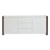 Clean White Stylish Storage Credenza Framed In Dark Walnut